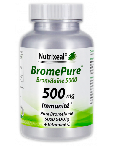 Bromélaïne (bromelase) hautement concentrée 500 mg par gélule: 5000 GDU / g minimum.