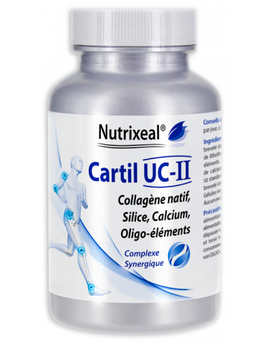 Collagène natif breveté UCII. Formule enrichie en silice, calcium, minéraux et oligo-éléments.