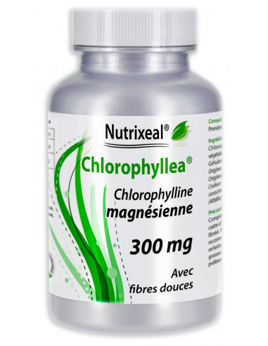 Complexe à base de chlorophylle hautement concentrée : 300 mg + fibres prébiotiques d'origine biologique.