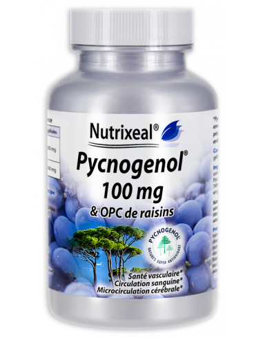 Pycnogenol Nutrixeal 100 mg : extrait breveté de pin maritime des landes et OPC de raisins.
