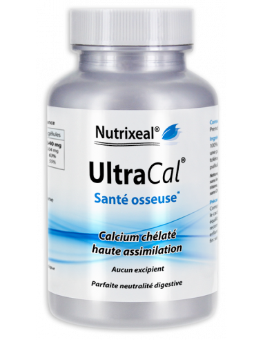 UltraCal Nutrixeal : 100% glycérophosphate de calcium en gélules végétales, calcium chélaté haute assimilation.