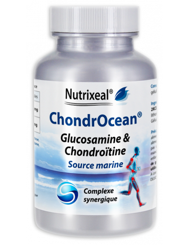 Glucosamine et chondroïtine d'origine marine, en gélules.