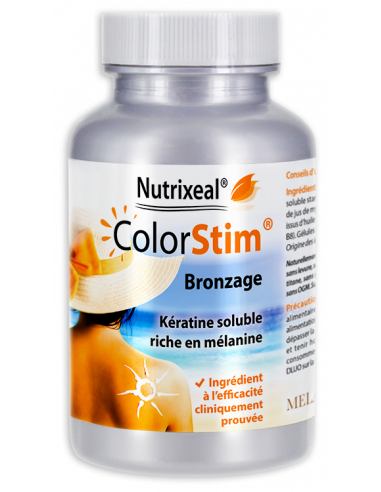 ColorStim Nutrixeal : complexe à base de kératine hydrolysée soluble riche en mélanine.