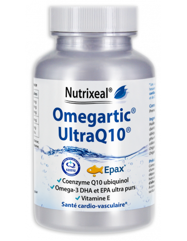 Omegartic UltraQ10 Nutrixeal : Co-Q10 ubiquinol et omega-3 Epax EPA/DHA.