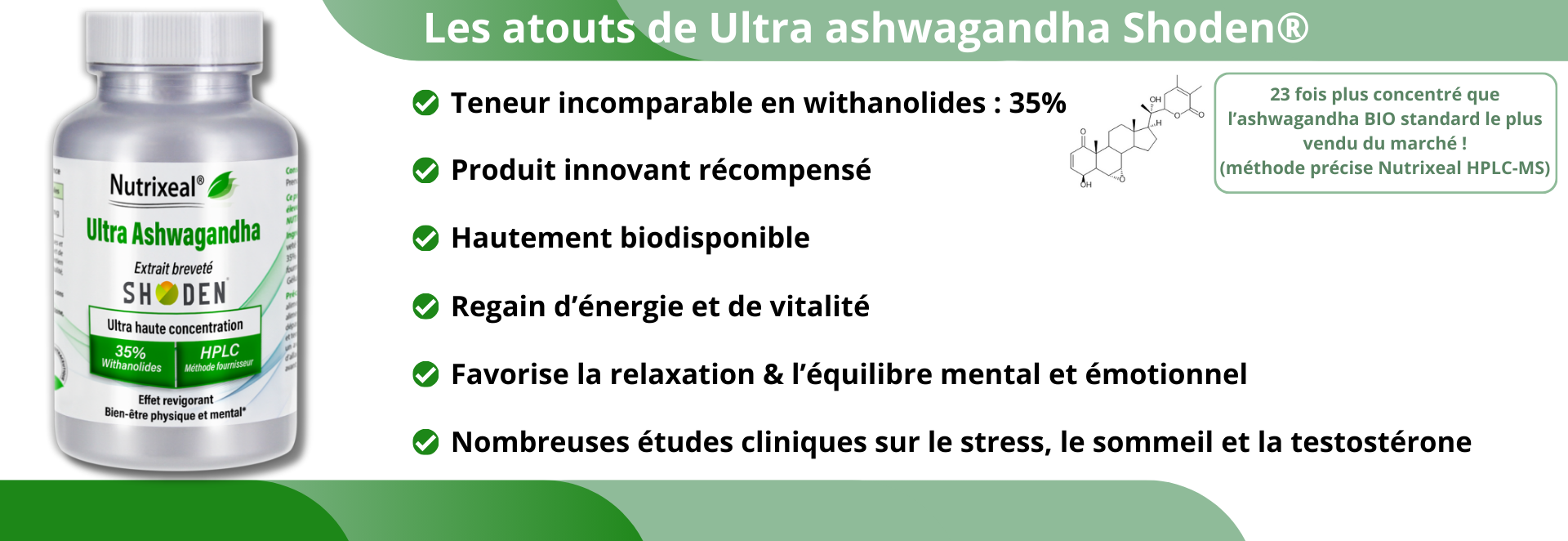 Atouts de l'aswagandha breveté Shoden 