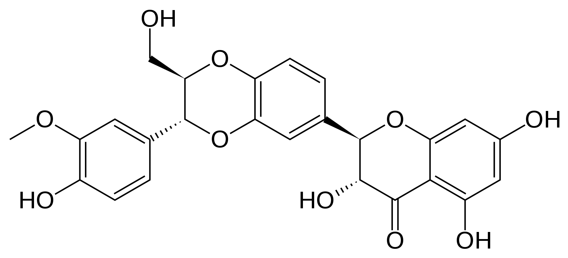 Structure chimique de la silybine principal constituant de la silymarine.