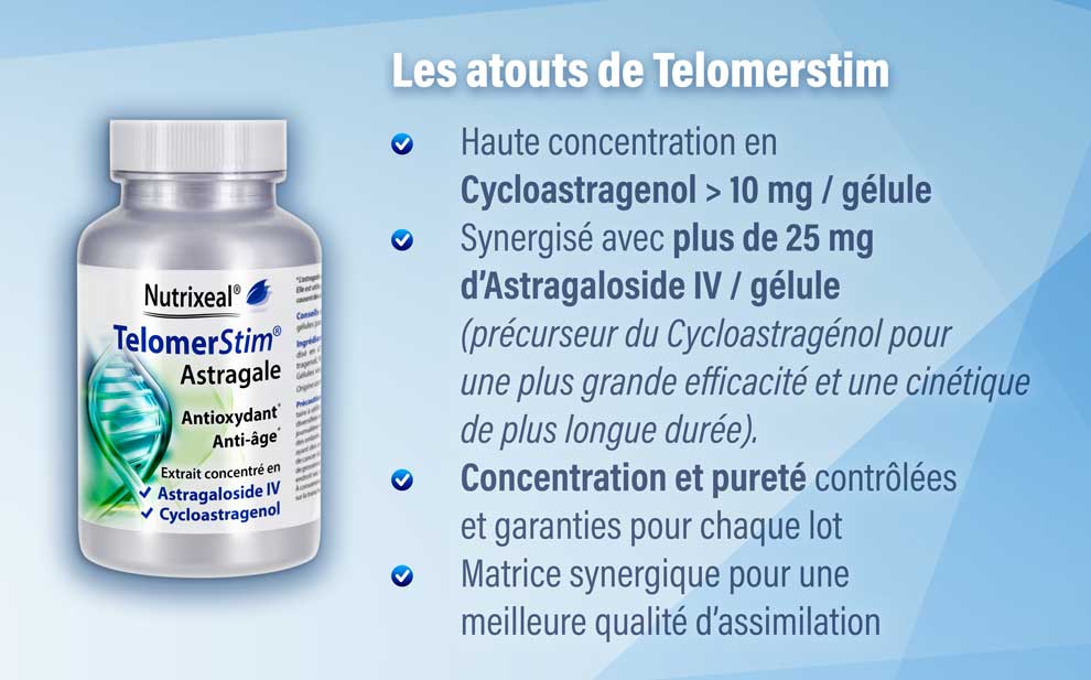 Atouts du Telomerstim (Astragale, Cycloastragenol, Astragalosides...)