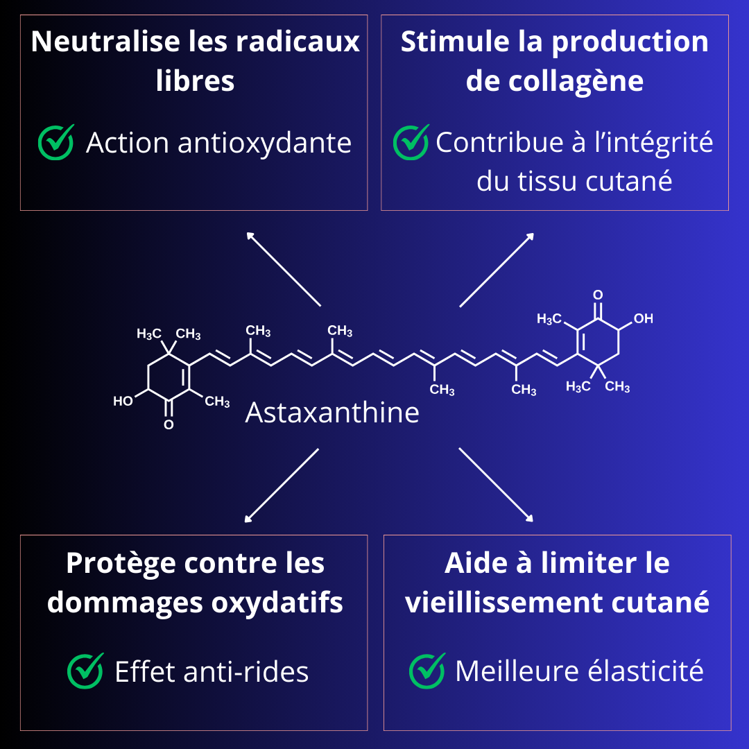 Mécanismes d'action de l'astaxanthine sur la peau
