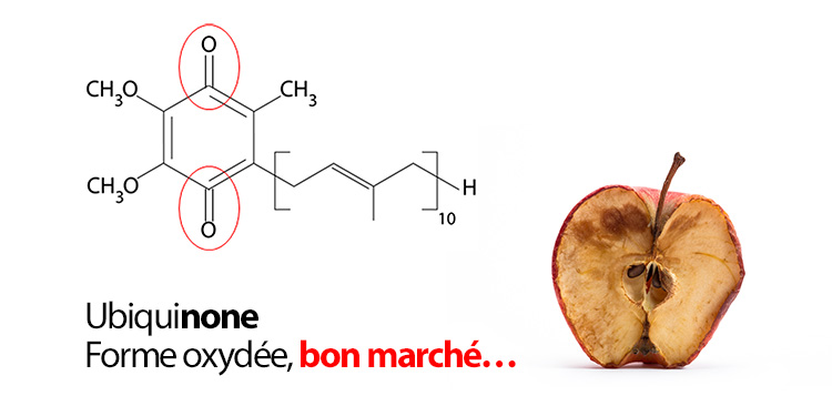 L'ubiquinone est la forme oxydée, bon marché, de la coenzyme Q10.