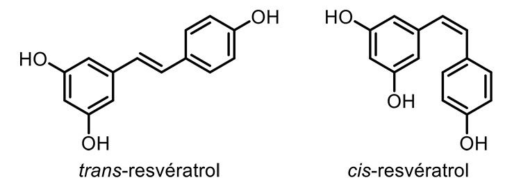 Structure chimique du resvératrol cis et trans