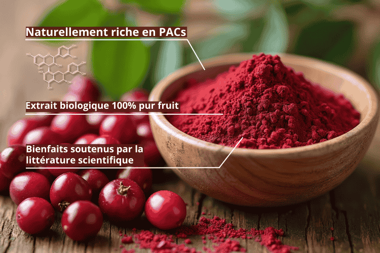 extrait de baies canneberge issu d'Amérique du nord riche en proanthocyanidines