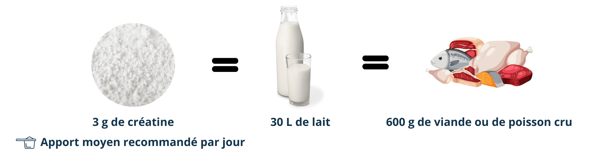 equivalent creatine lait et viande poisson