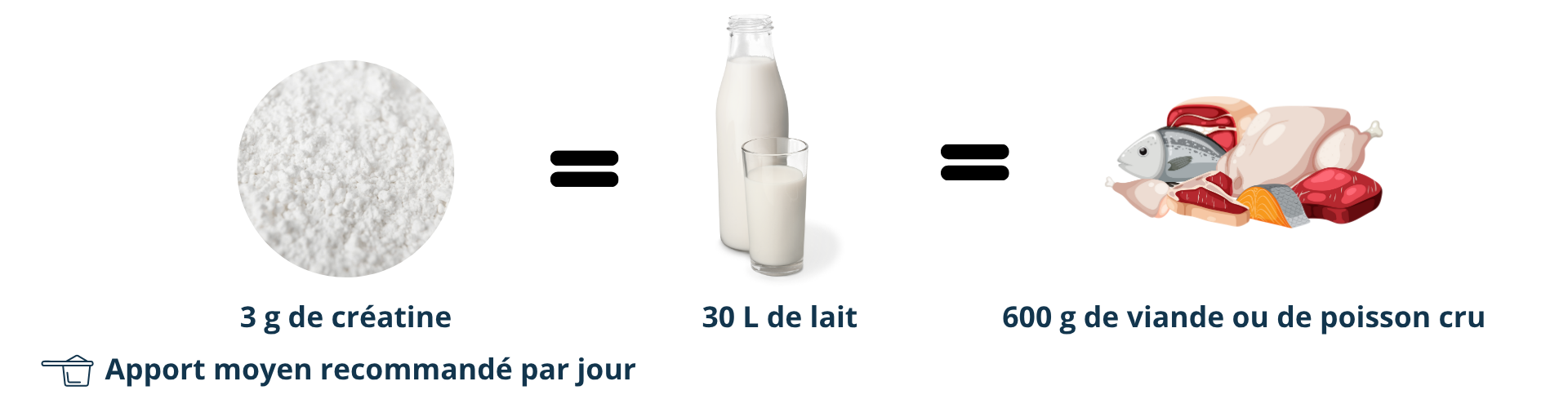 equivalent creatine lait et viande poisson