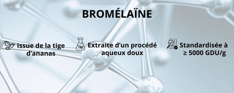 bromélaine 100% végétale issue de la tige d’ananas (Ananas comosus)