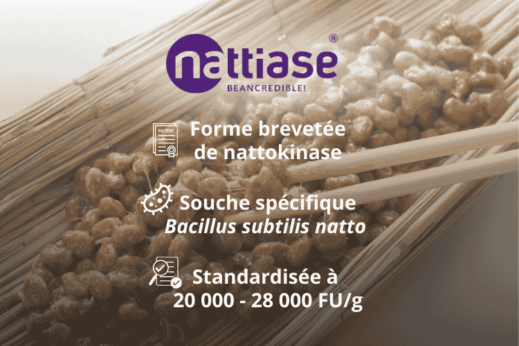 La Nattiase®, utilisée dans PhysioKinase, est une forme brevetée de nattokinase