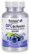 extrait de pépins de raisins (Vitis vinifera) standardisé à 95% d'OPC (OligoProanthoCyanidines), puissants antioxydants.