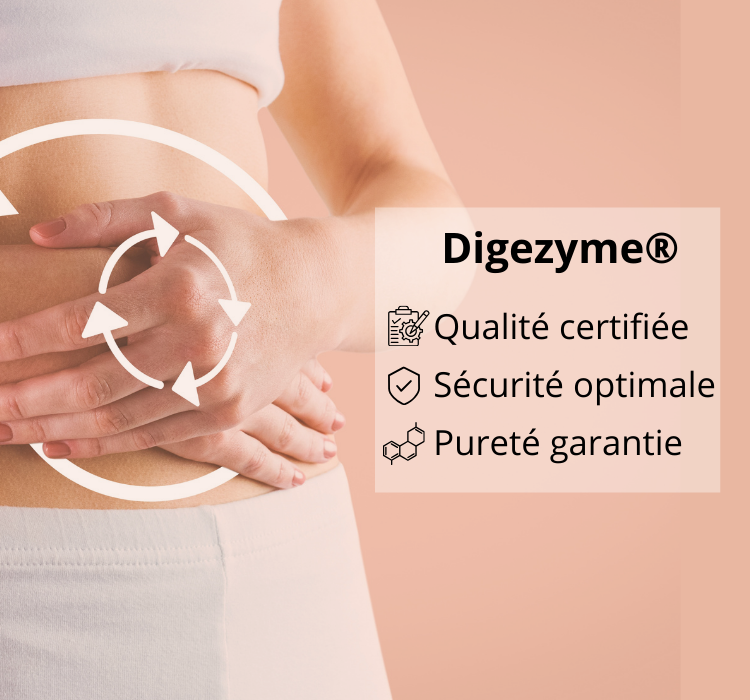 Digezyme® est un complexe enzymatique issu de la fermentation microbienne, élaboré dans un cadre de fabrication strictement contrôlé