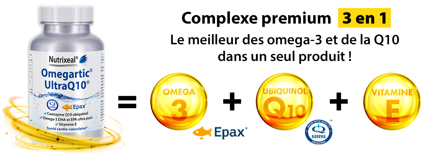 complexe 3 en 1 omega-3 coenzyme Q10 vitamine E Nutrixeal