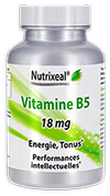 Vitamine B5 : acide pantothénique sous forme D-pantothénate de calcium.